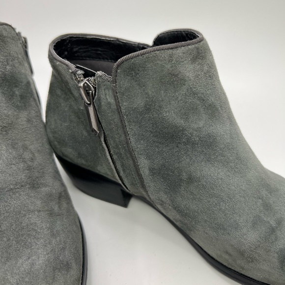 Sam Edelman Petty Gray Leather Suede Side Zip Block Heel Ankle Bootie - Picture 8 of 14